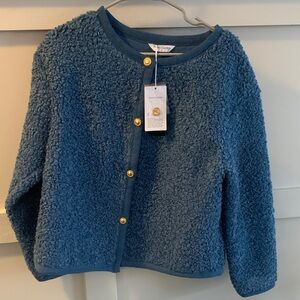 Pretty Garden Faux Fur Coat Cropped Jacket in Denim Blue